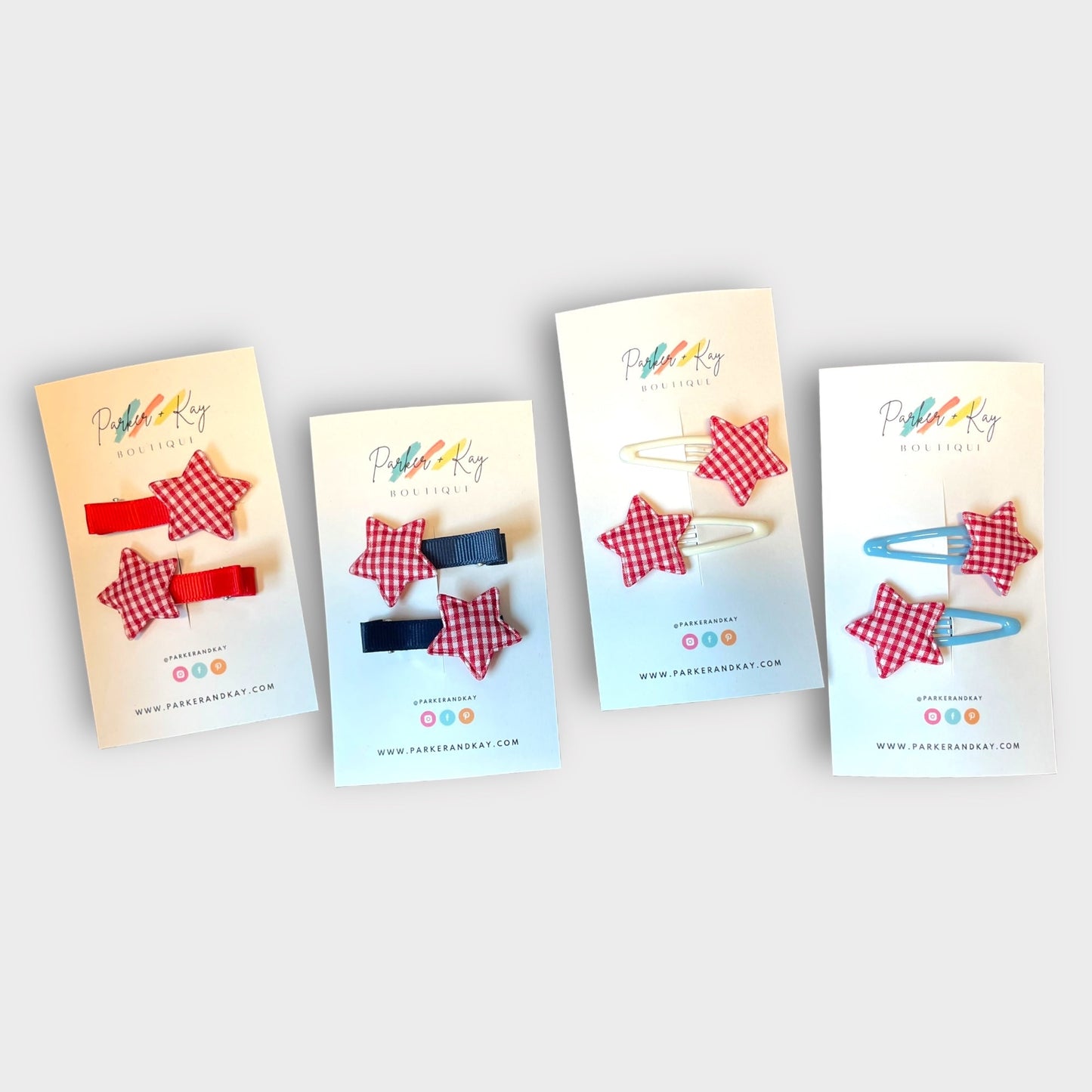 Gingham Stars Hair Clips