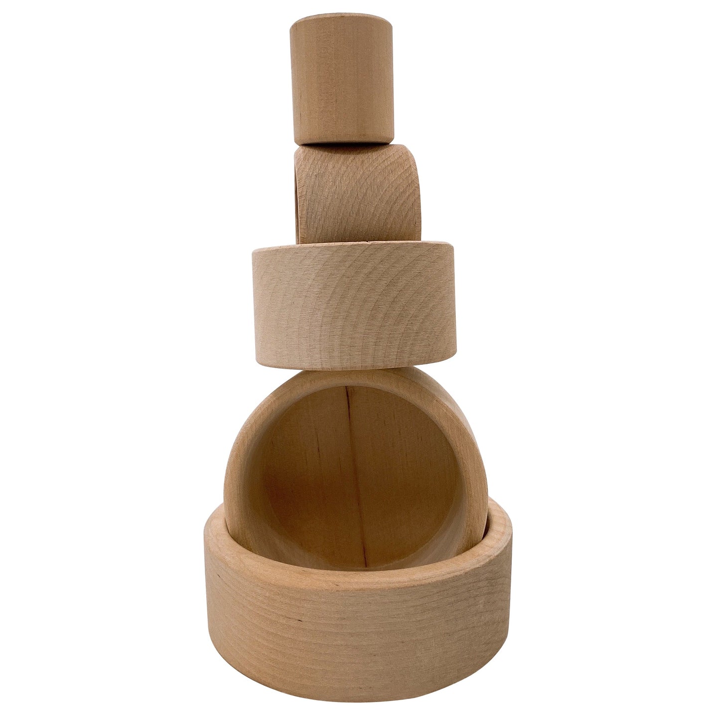 5 Pcs Natural Wooden Stacking Nesting Cup Bowl Set