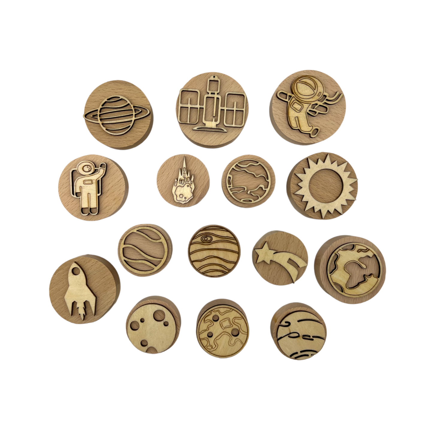 **Pre-order (Ships in 3-4 Weeks)**Wooden Playdough Stampers Set