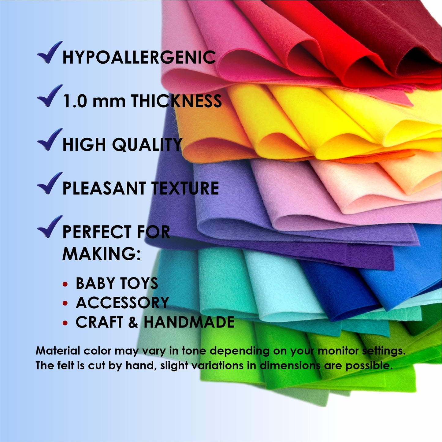 Felt sheets, polyester soft felt