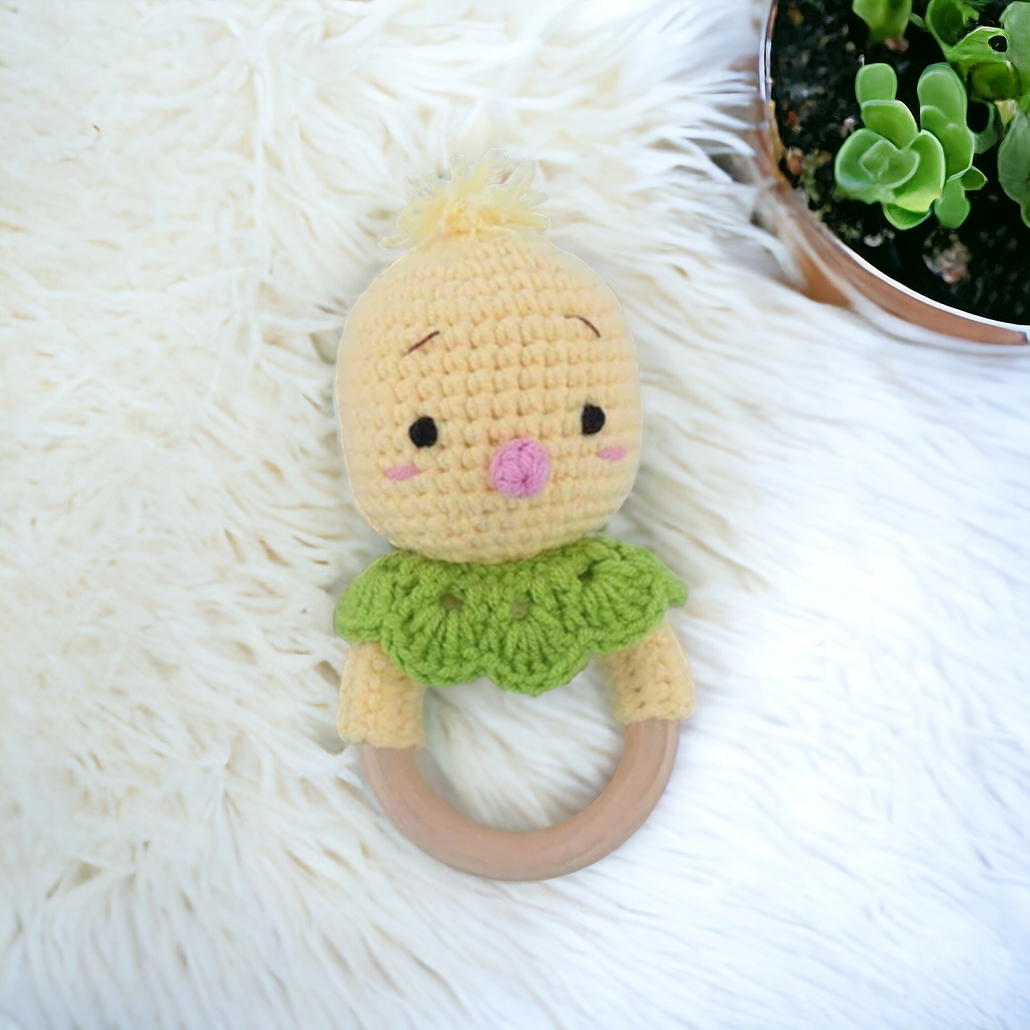 Top Seller! Handmade Wooden Crochet Baby Rattles