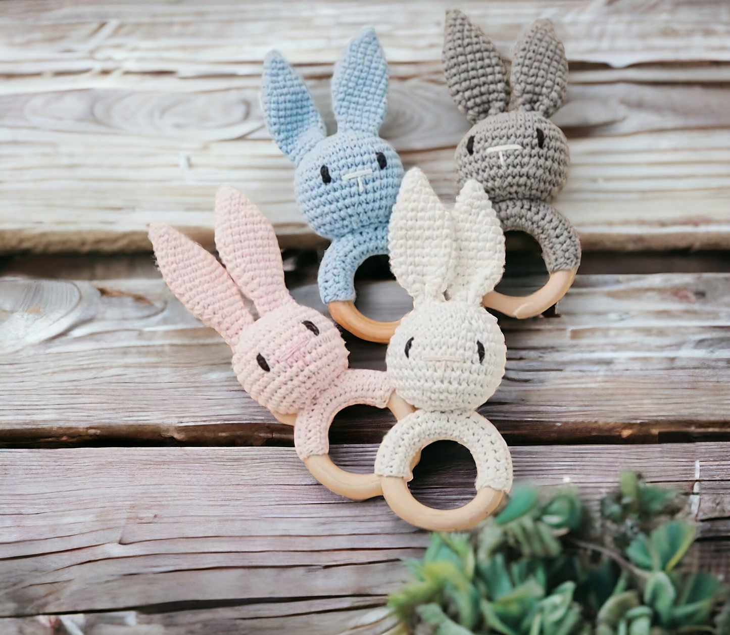 Top Seller! Handmade Wooden Crochet Baby Rattles
