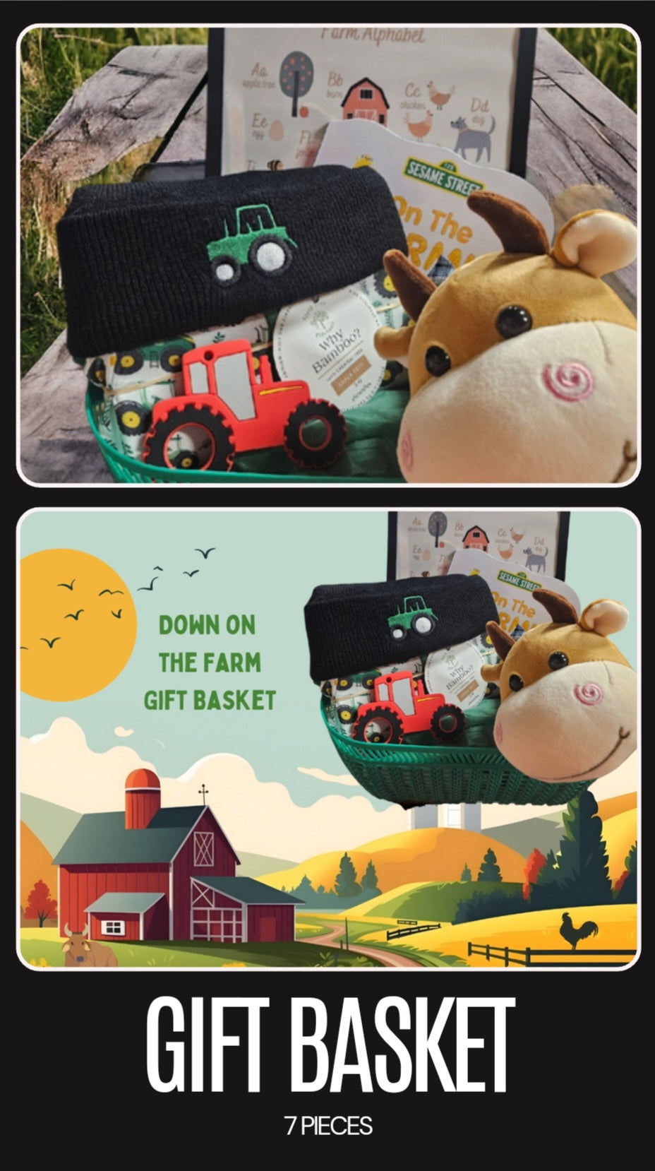 Many Bamboo Sleeper Designs Available with or without a Gift Basket Bundle- Message Us!Down on the Farm Gift Basket