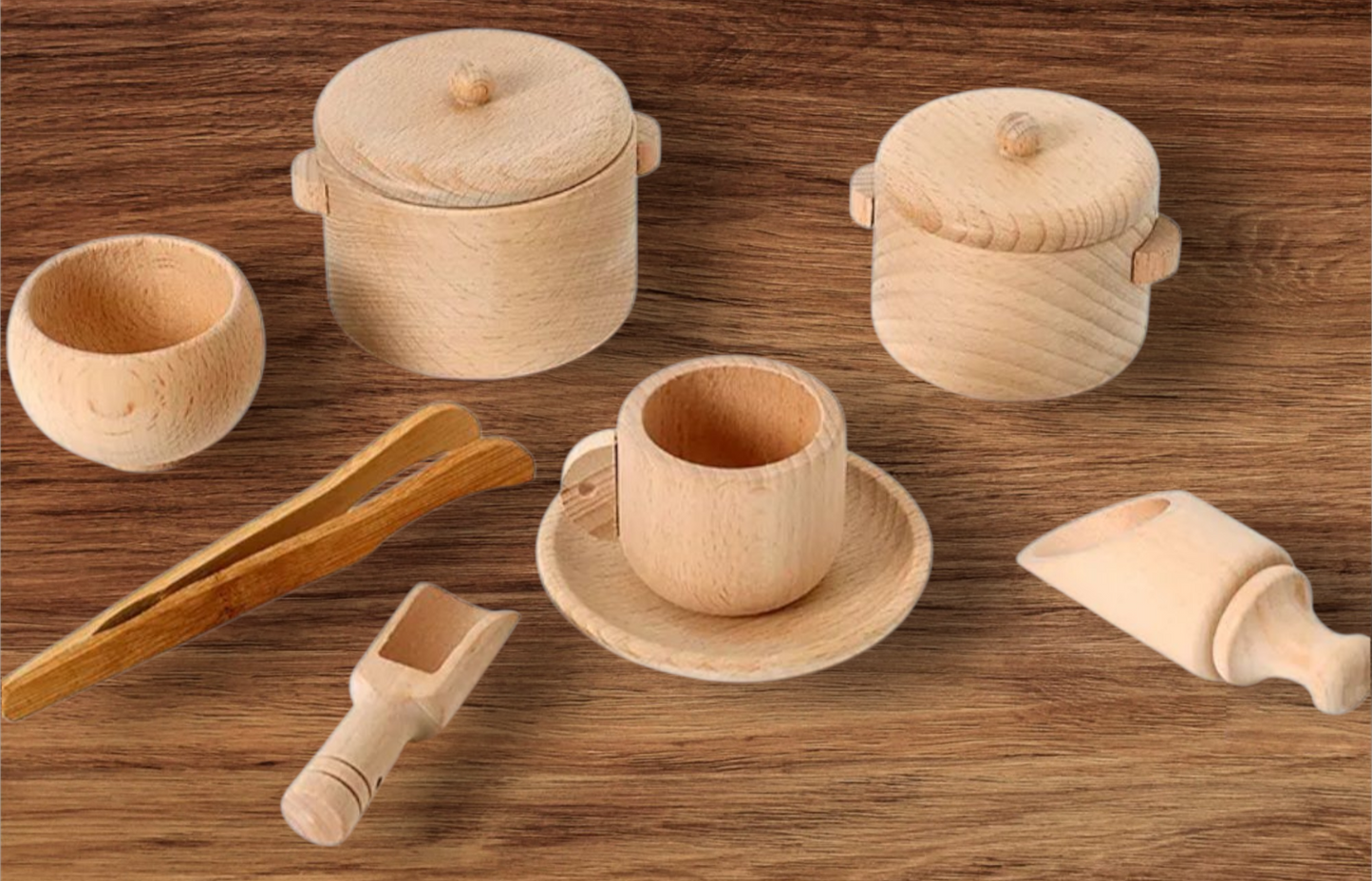 Wooden Sensory Bin Tools – Montessori Pouring, Scooping & Transfer Set for Toddlers 3+