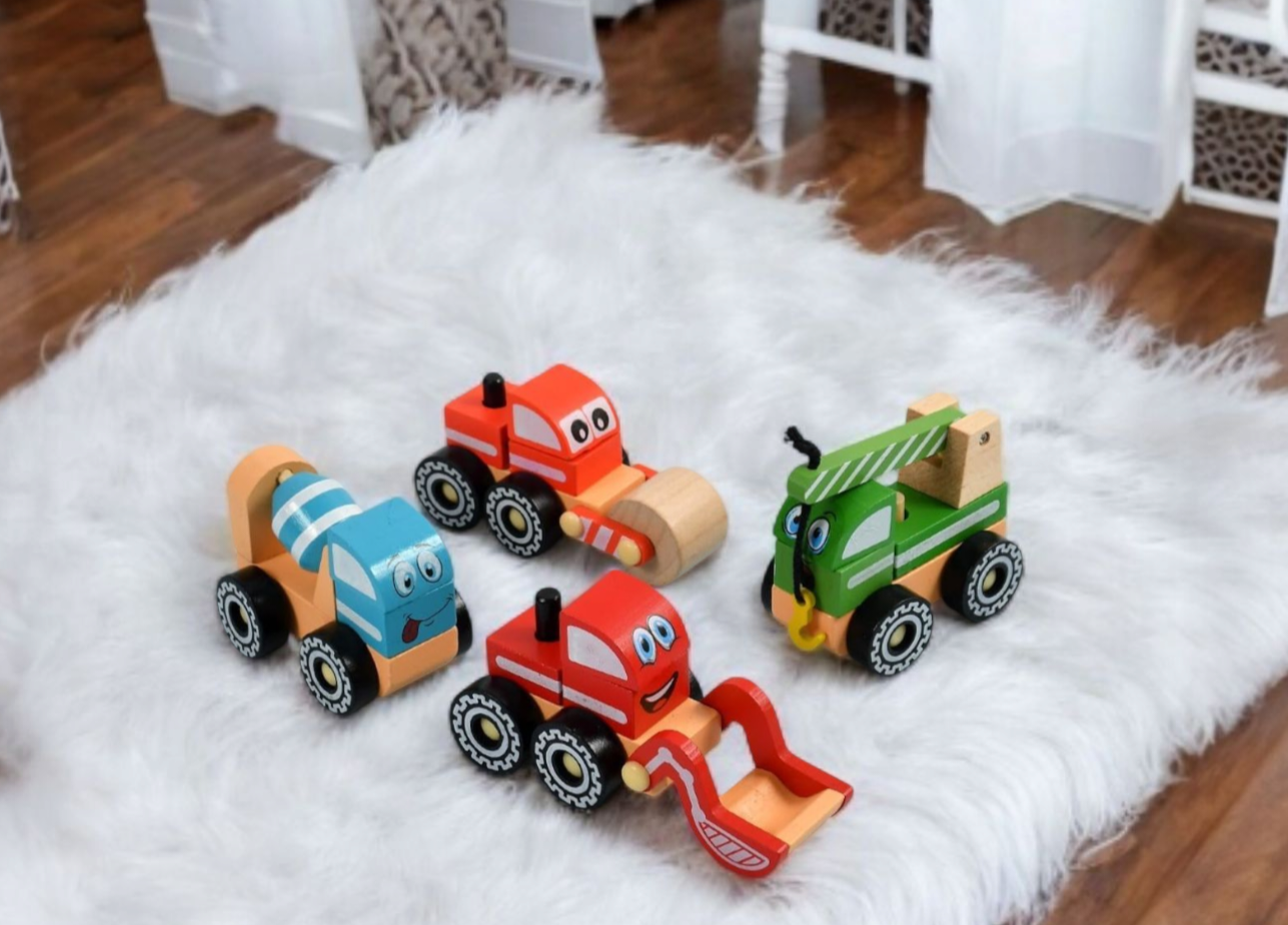 Handmade Wooden Toy Truck Set of 4