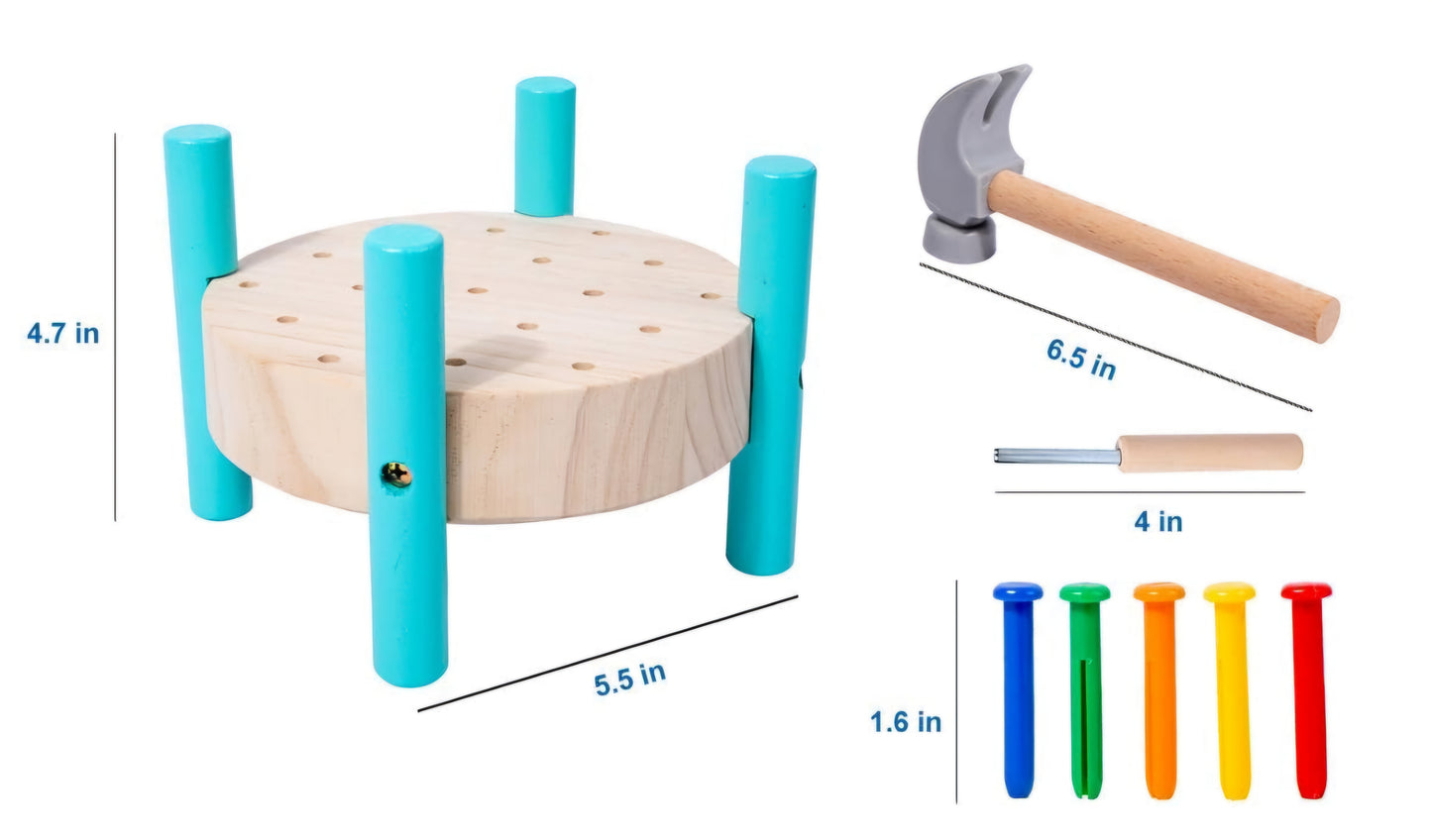 Wooden Mini Workbench – Montessori Hammering Toy for Toddlers