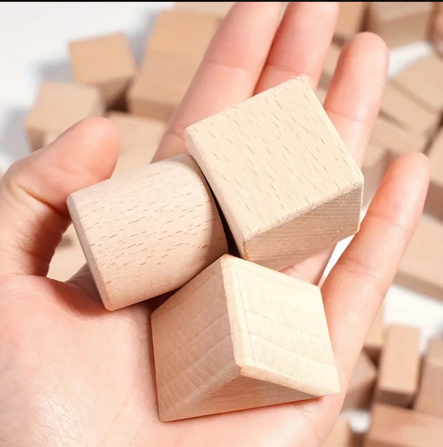 Beech wood building block set - 100 pieces