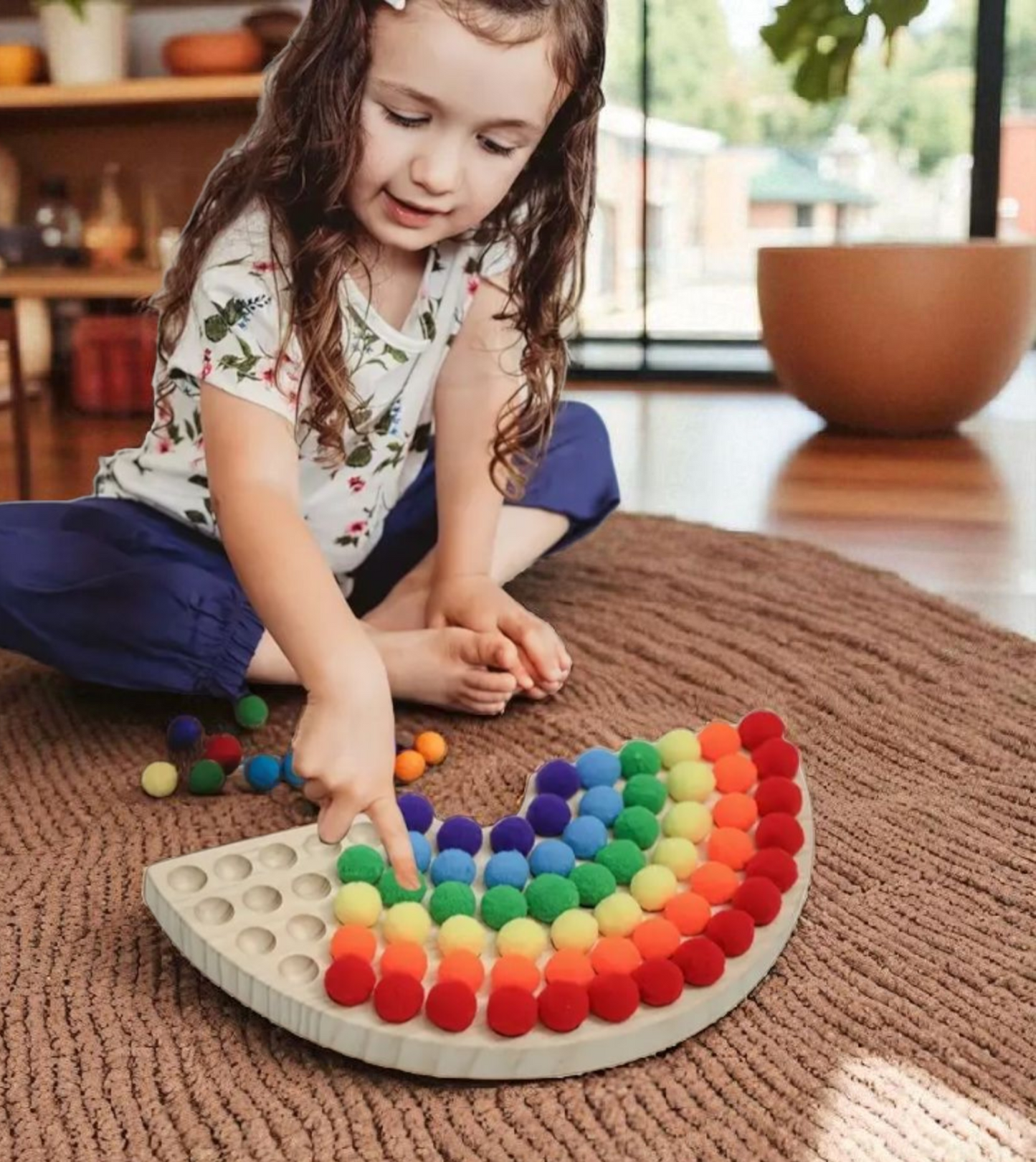 Christmas Countdown Sale Price š Wooden Peg Board Pom Pom Game ā Montessori Color Sorting & Counting Toy