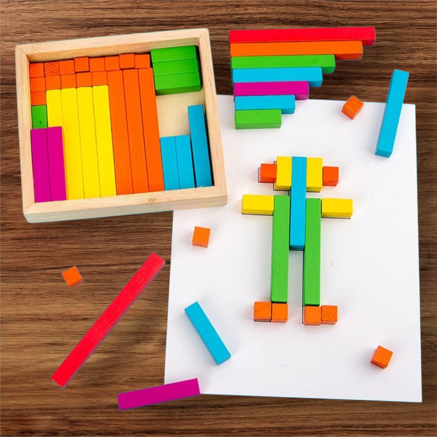 Montessori Math Number Rods – Brightly Colored Wooden Counting Sticks