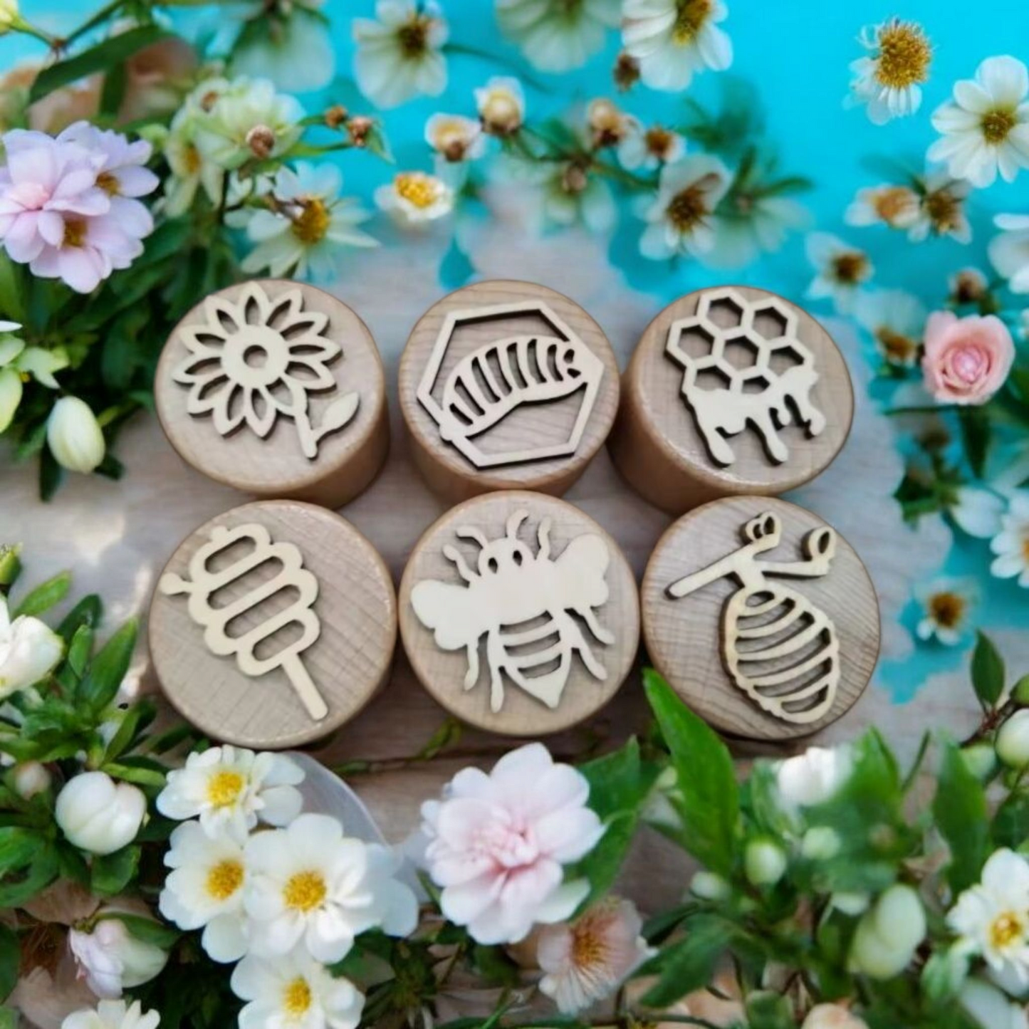 Wooden Dough Theme Stamp Set – (Set of 6)