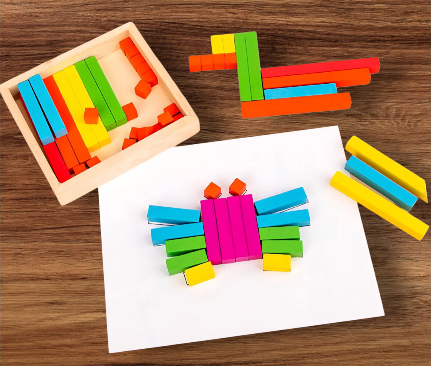 Montessori Math Number Rods – Brightly Colored Wooden Counting Sticks
