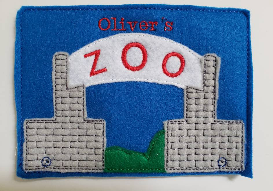 Zoo Animal Finger Puppets - zoo storage bag - Free Personalization - Quiet Toy - Busy Bag - Activity Bag - custom colors