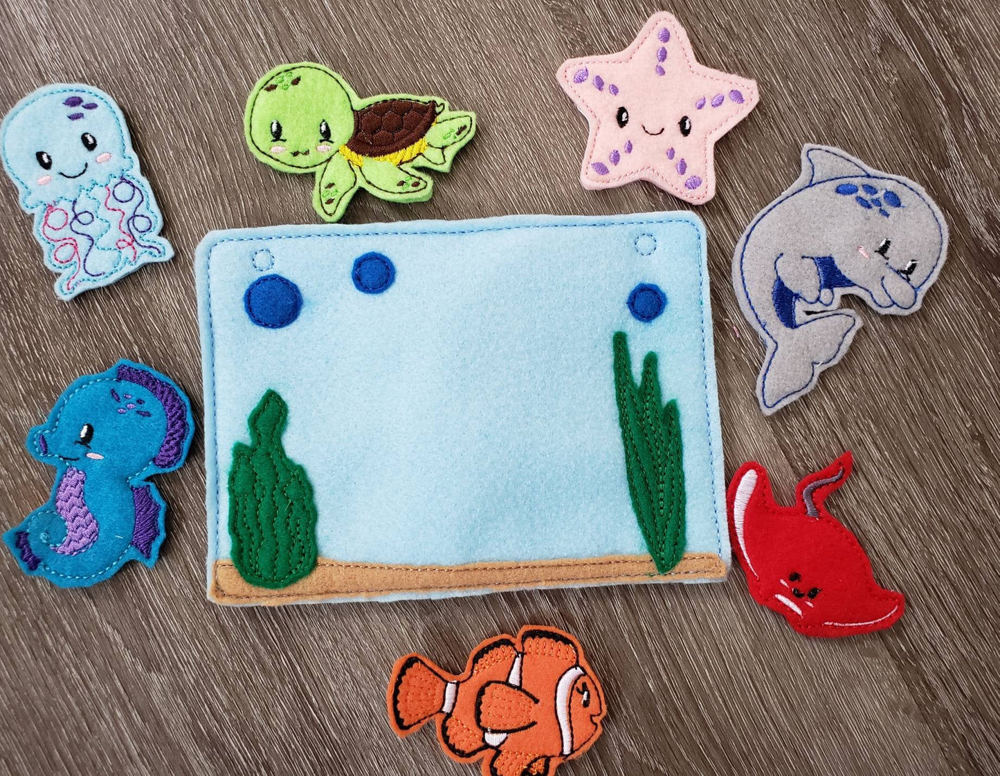 Felt finger puppet animal - Ocean Animal quiet book page - Gift for kids - Party Favor - baby shower gift - Under the Sea - sea creatures