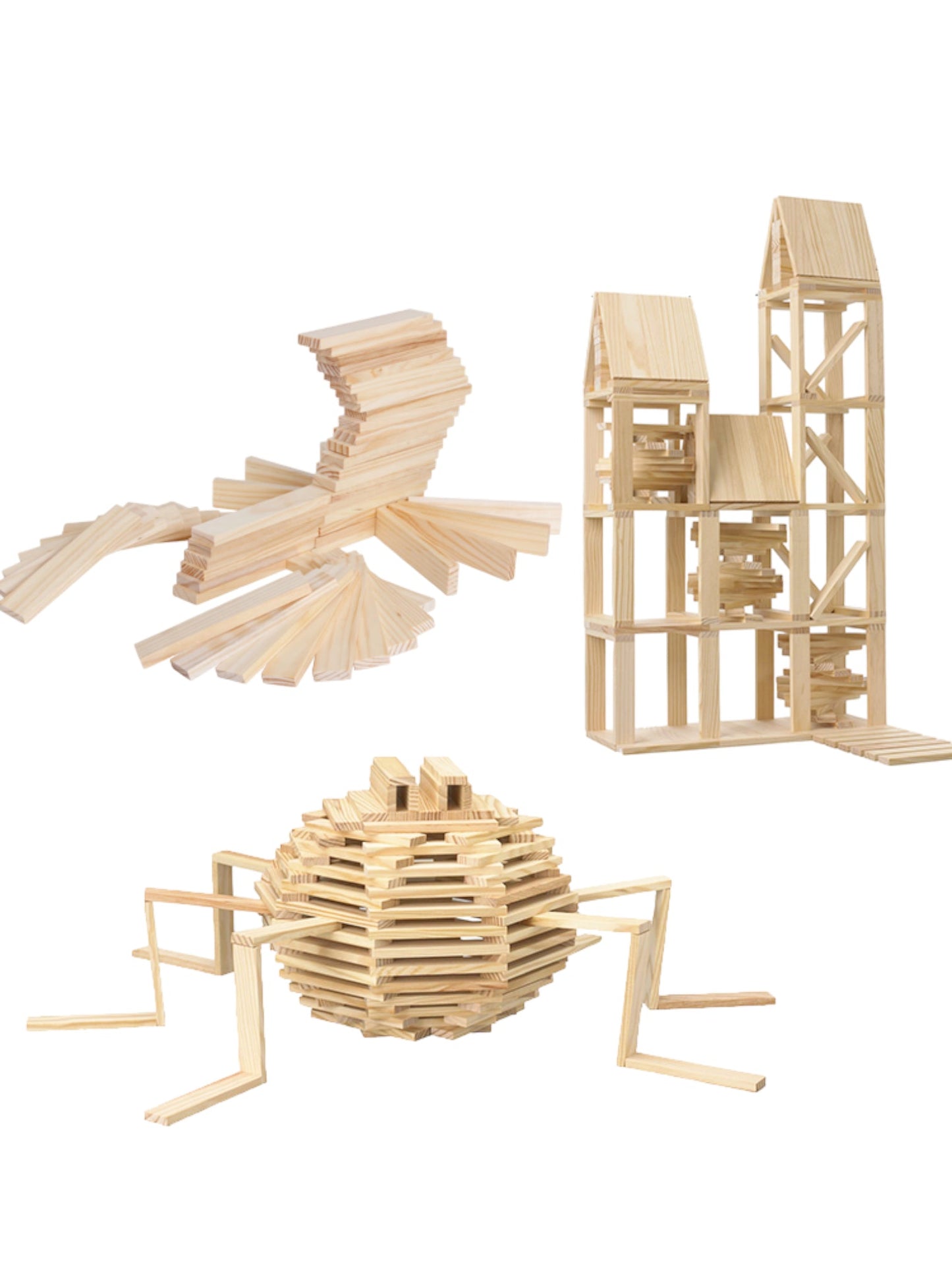 **Pre-order (Ships in 2-3 Weeks)**120 Pcs Natural Wooden Building Planks Set