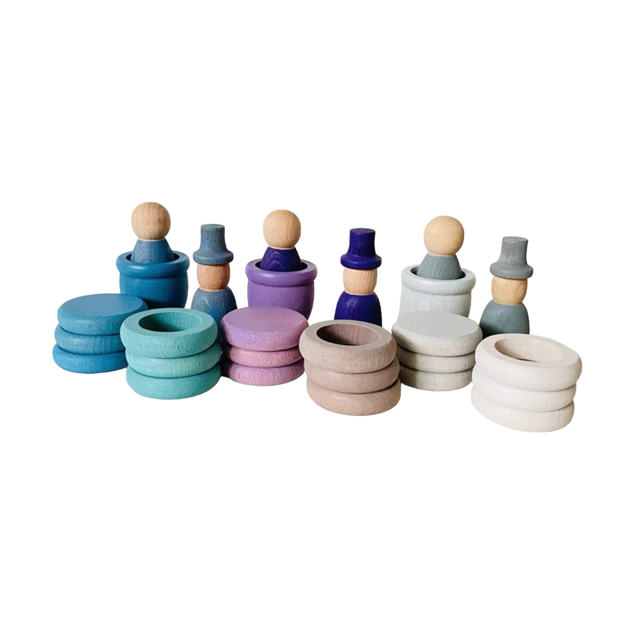 **Pre-order (Ships in 2-3 Weeks)**108-Piece Four Seasons Nins Wooden Peg People Set β Nature-Inspired Montessori Play