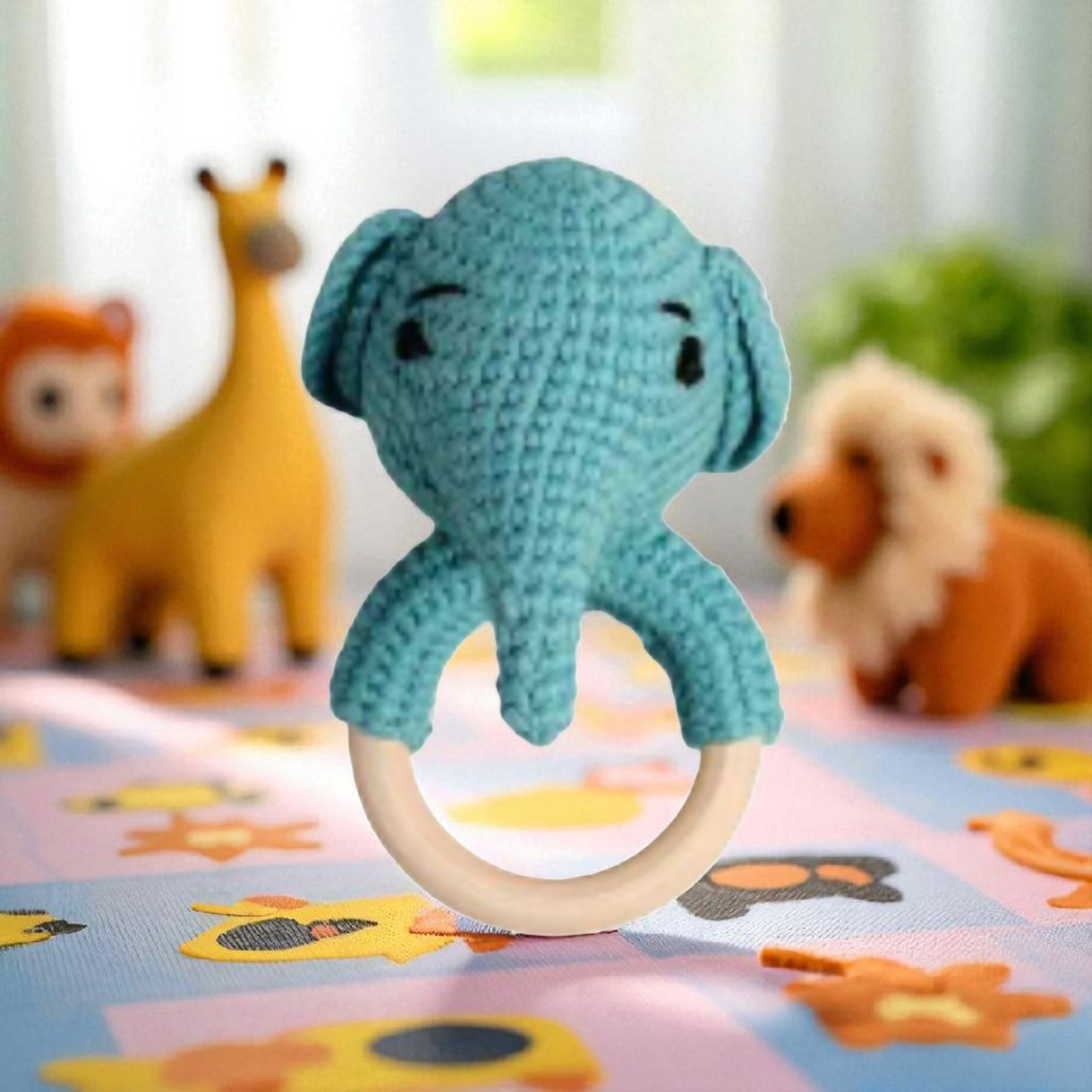 Top Seller! Handmade Wooden Crochet Baby Rattles