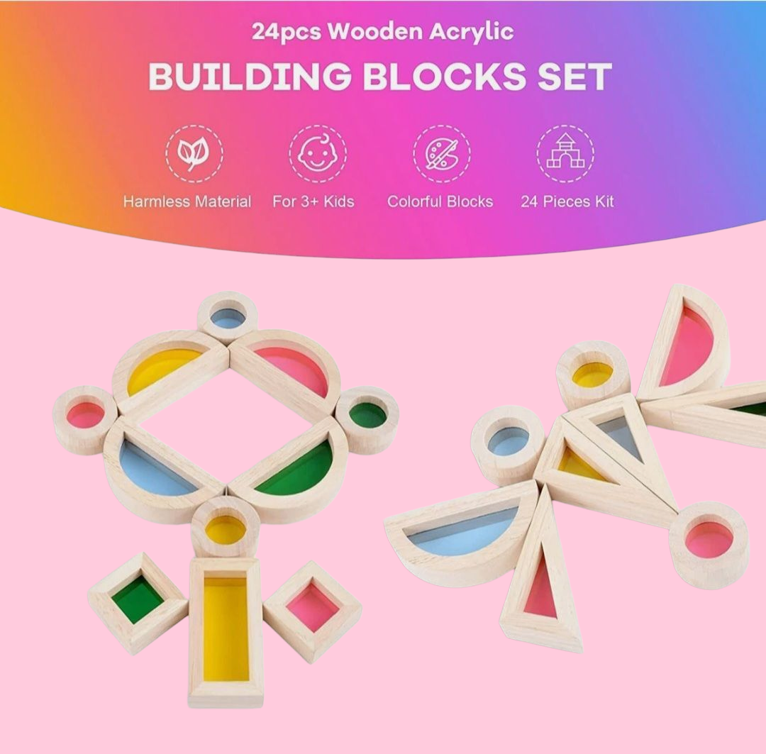 Rainbow Window Wooden Building Blocks – 24 Piece Set