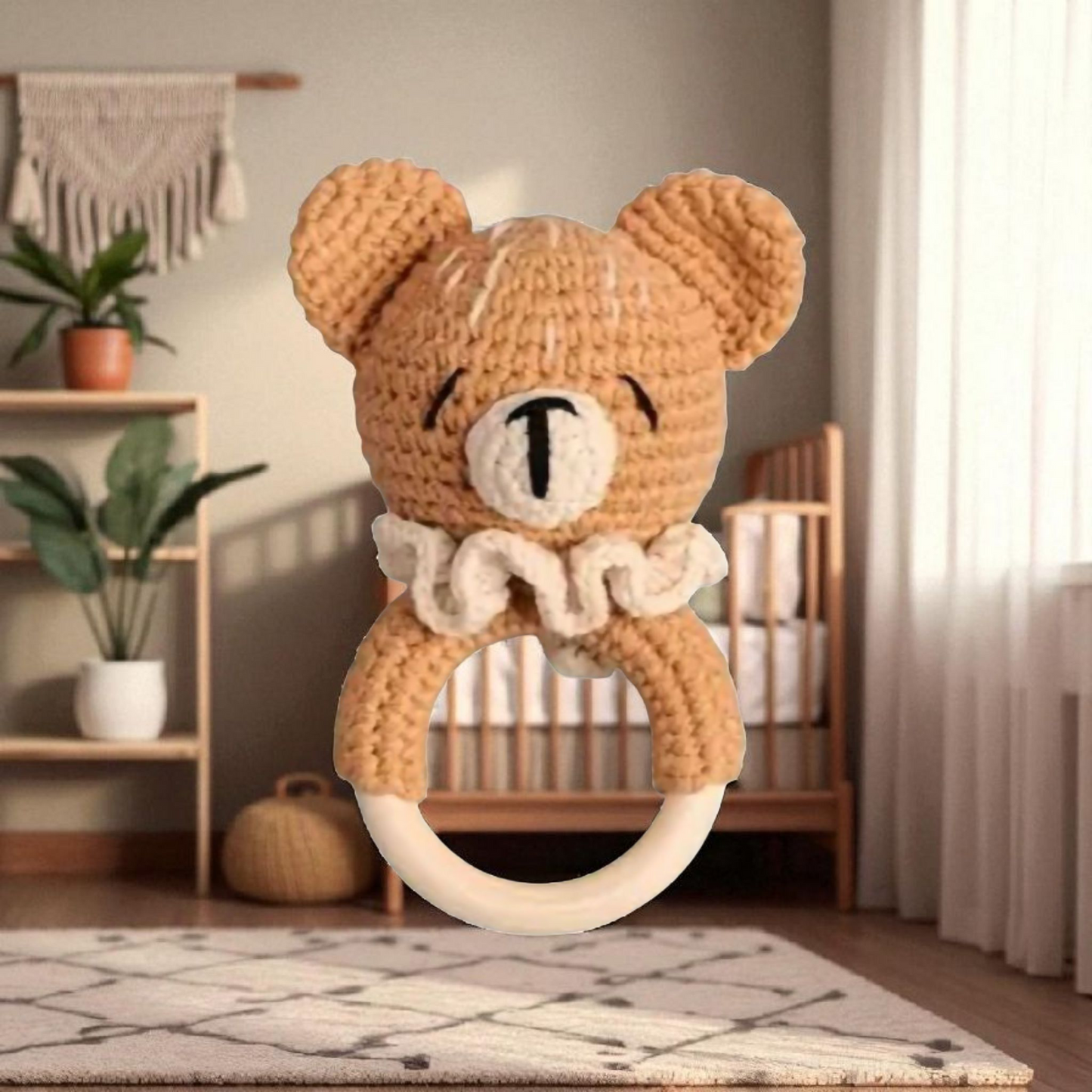 Top Seller! Handmade Wooden Crochet Baby Rattles