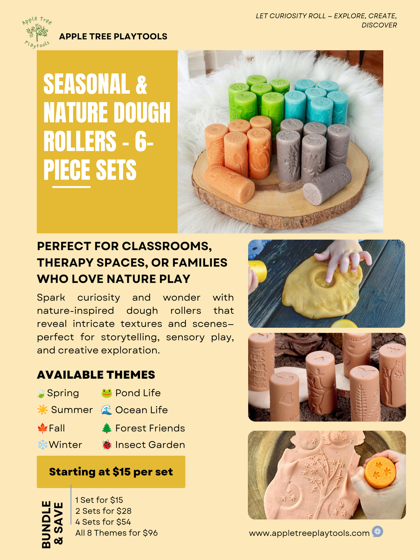 Message Us about Multi Set Bundle Pricing! Seasonal & Nature Dough Rollers β 6-Piece Sets