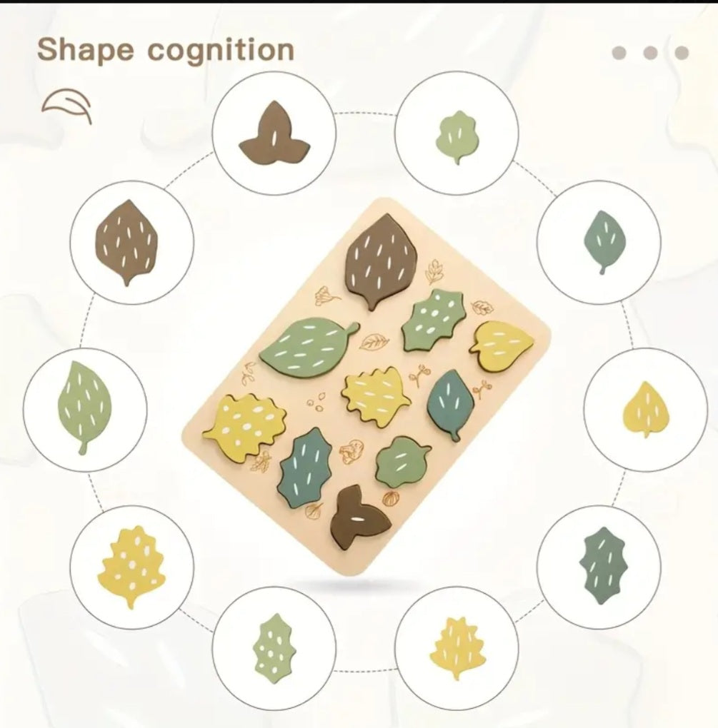 Wooden Leaf Puzzle Board – Montessori Nature Toy