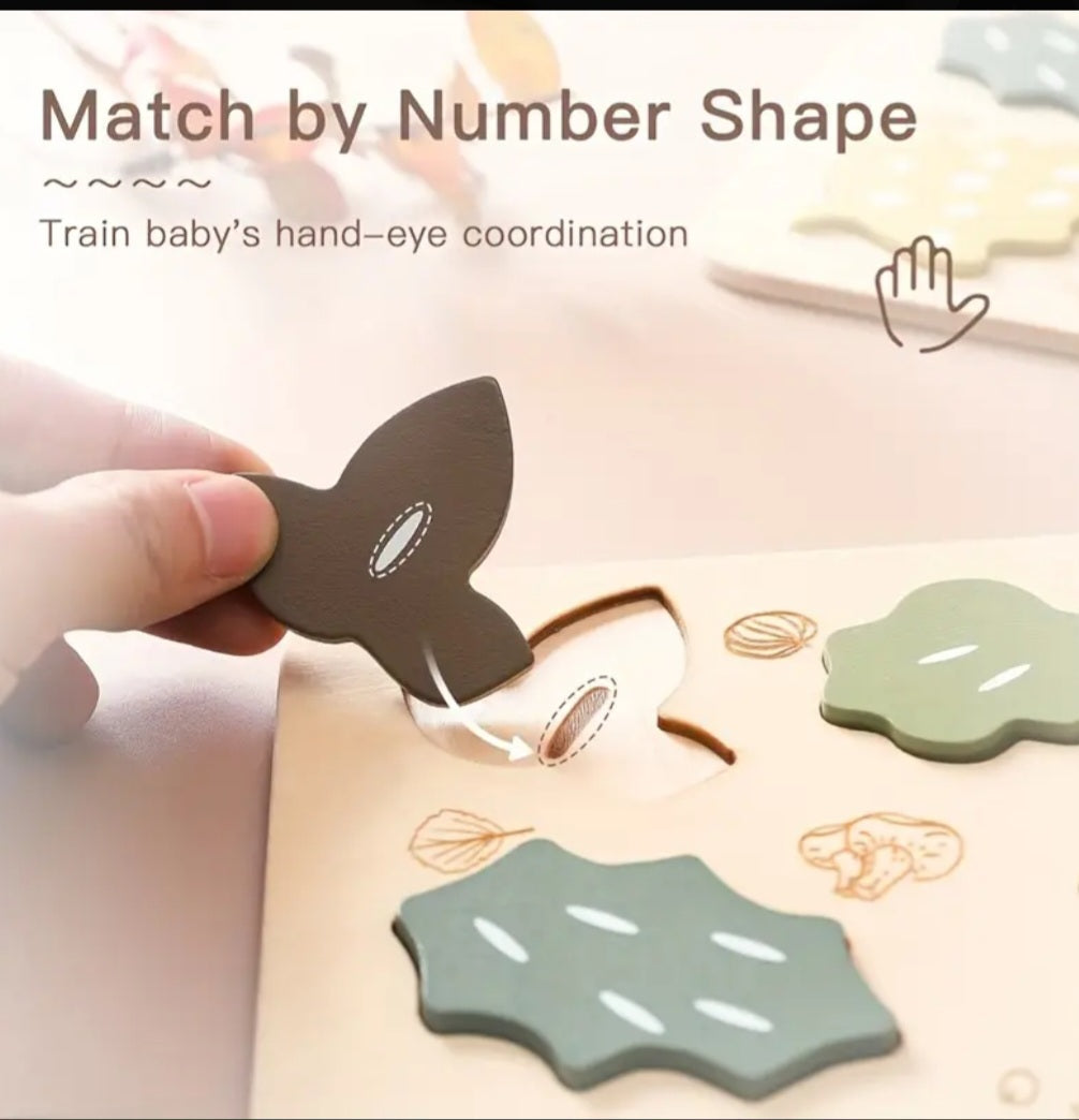 Wooden Leaf Puzzle Board – Montessori Nature Toy