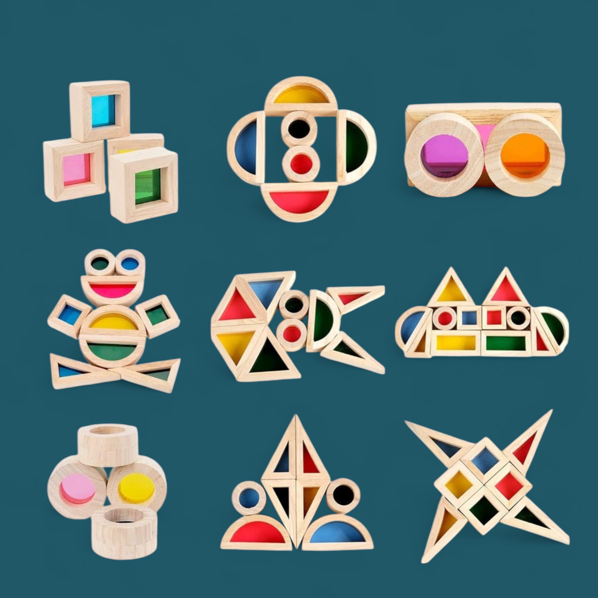 Rainbow Window Wooden Building Blocks – 24 Piece Set