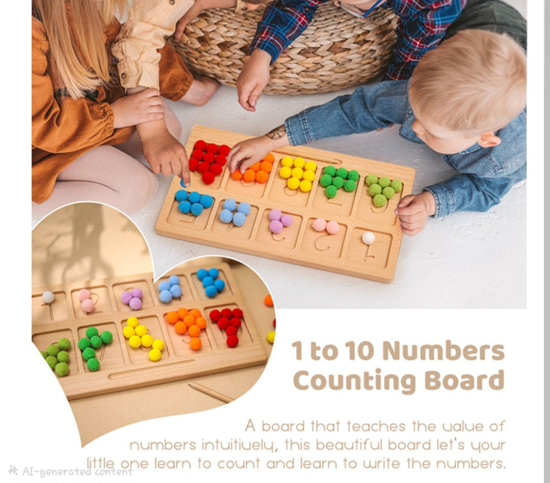 š¢ Wooden Montessori Number Tracing & Counting Board with Beads šæ