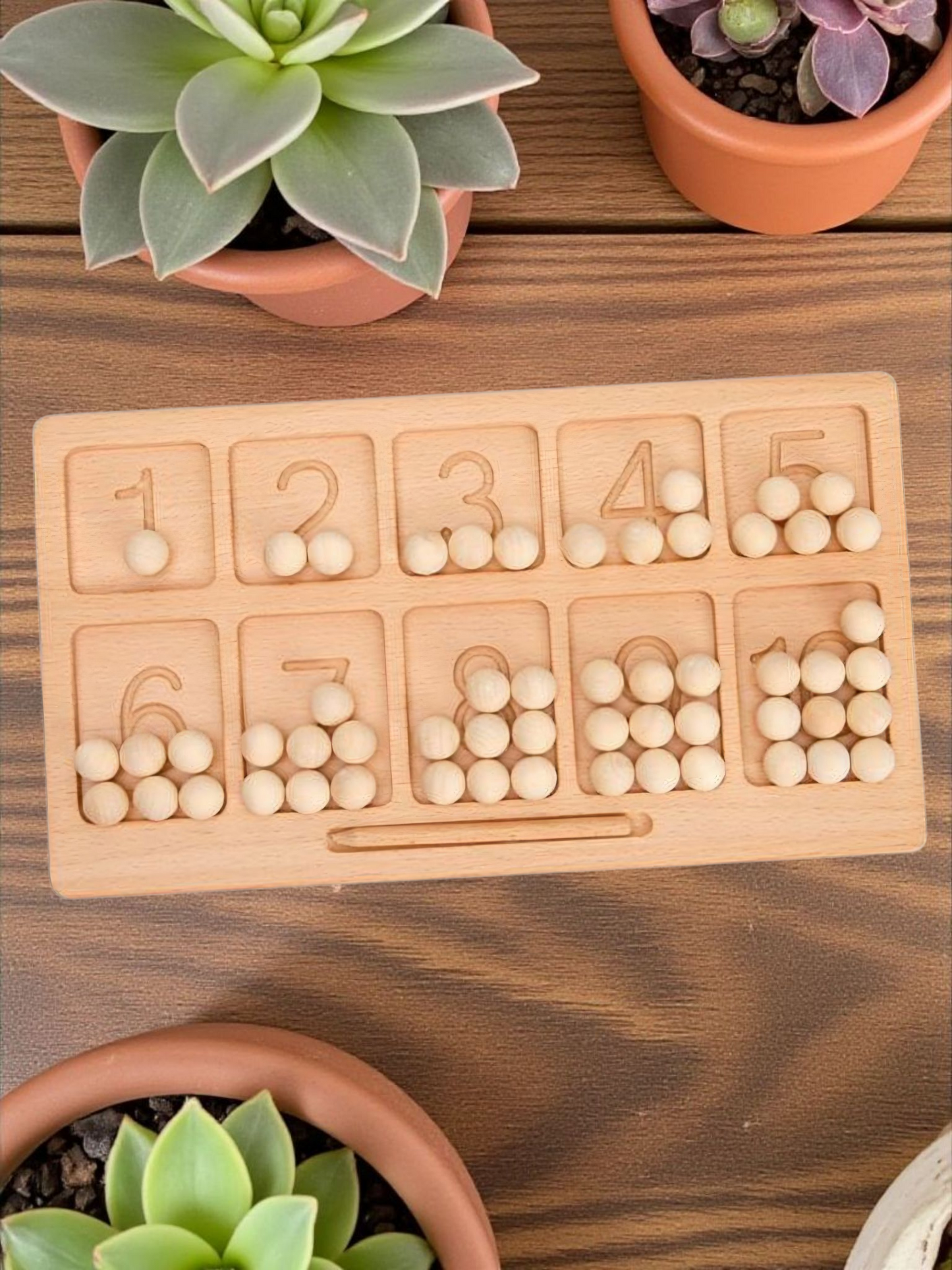 š¢ Wooden Montessori Number Tracing & Counting Board with Beads šæ