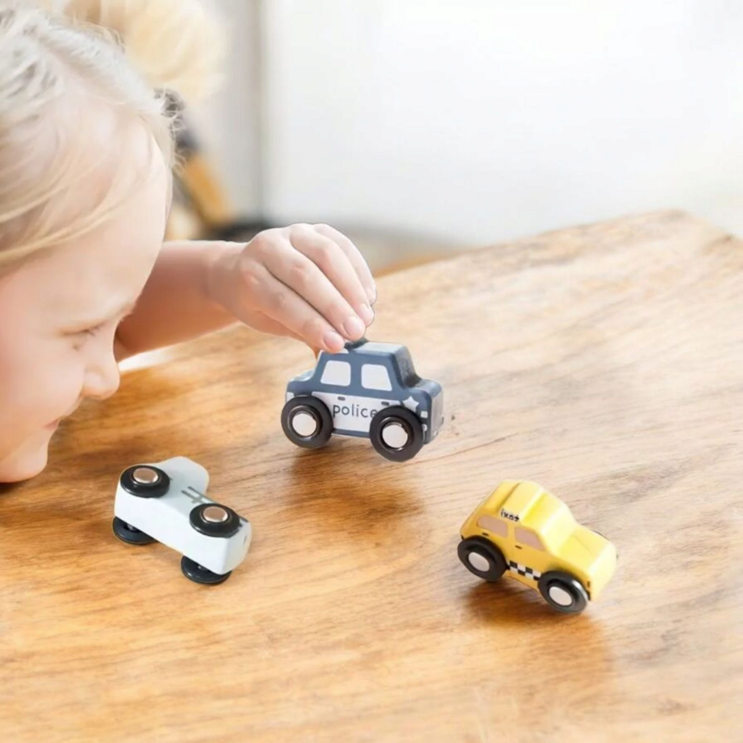 Wooden City Cars & Trucks – 6-Piece Vehicle Set for Toddlers