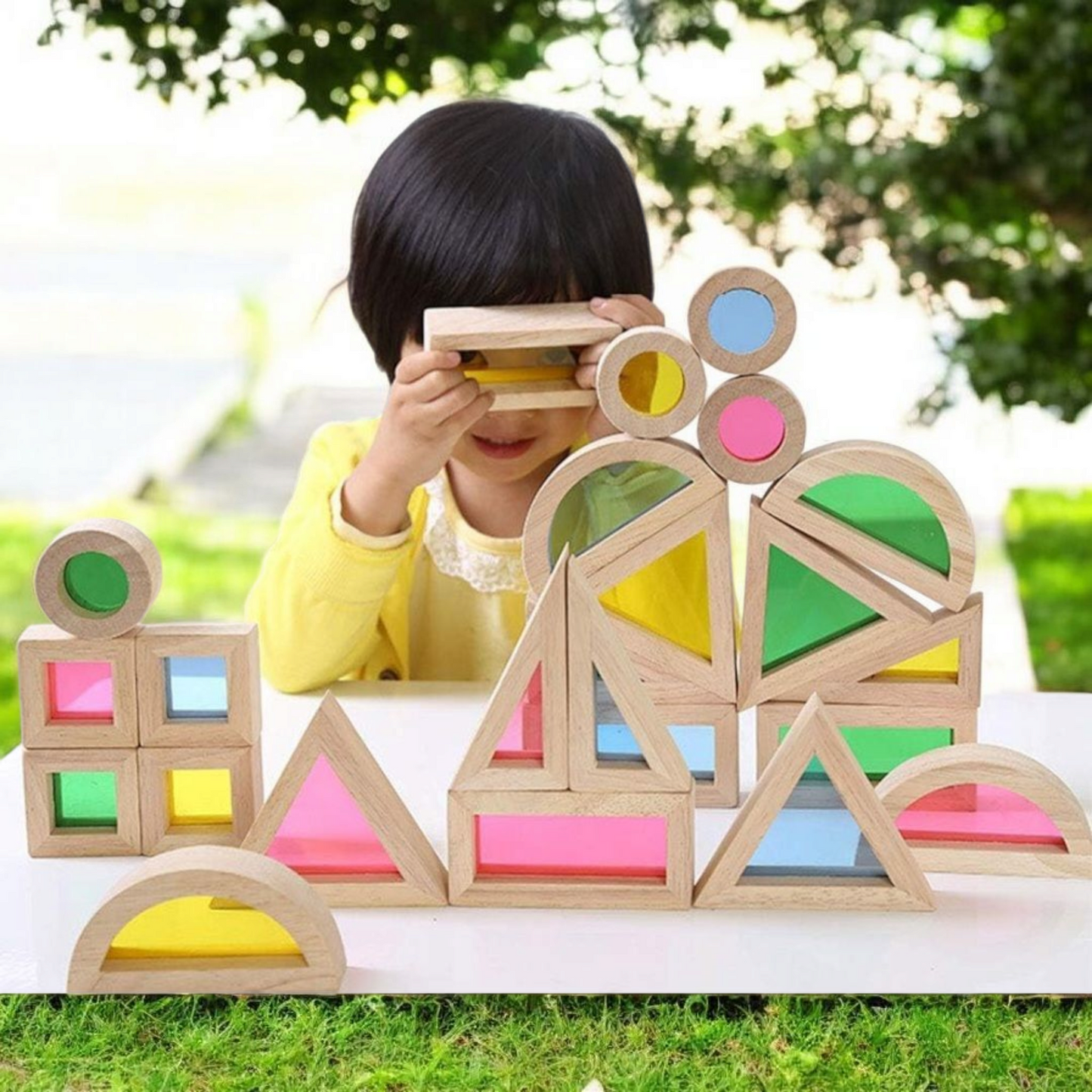 Rainbow Window Wooden Building Blocks – 24 Piece Set