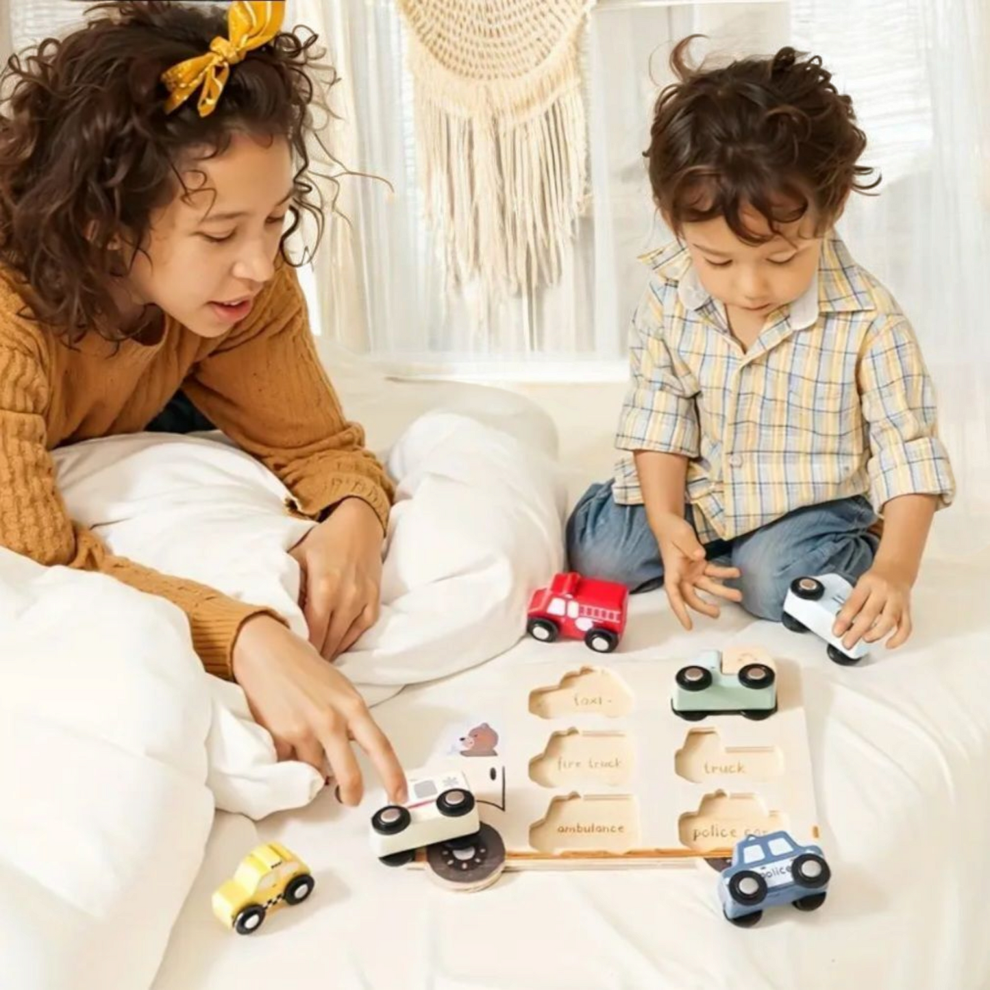 Wooden City Cars & Trucks – 6-Piece Vehicle Set for Toddlers