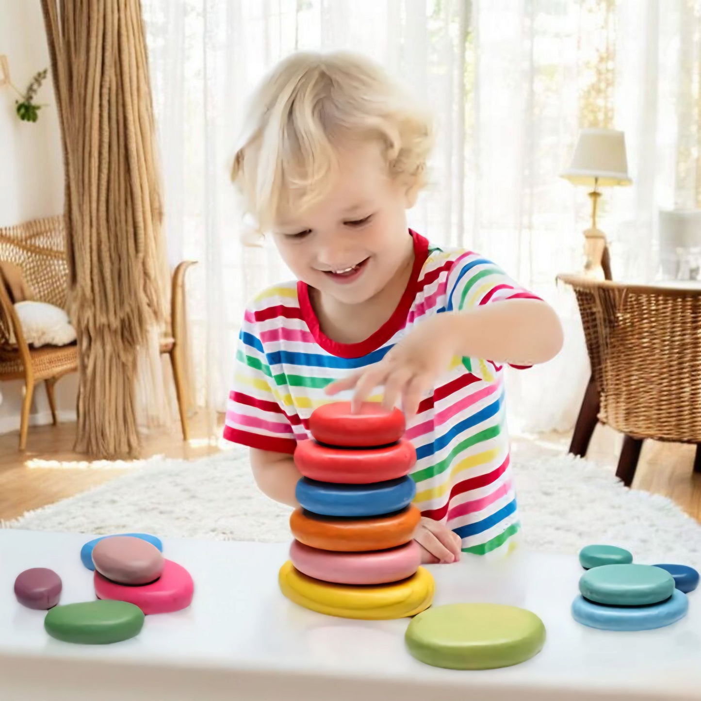 16-Piece Extra-Large Wooden Stacking Rocks