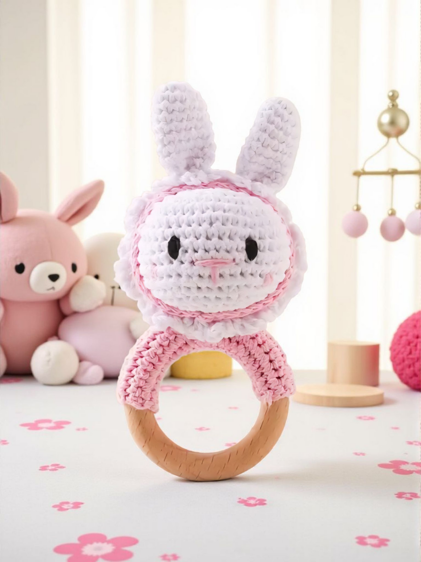 Top Seller! Handmade Wooden Crochet Baby Rattles