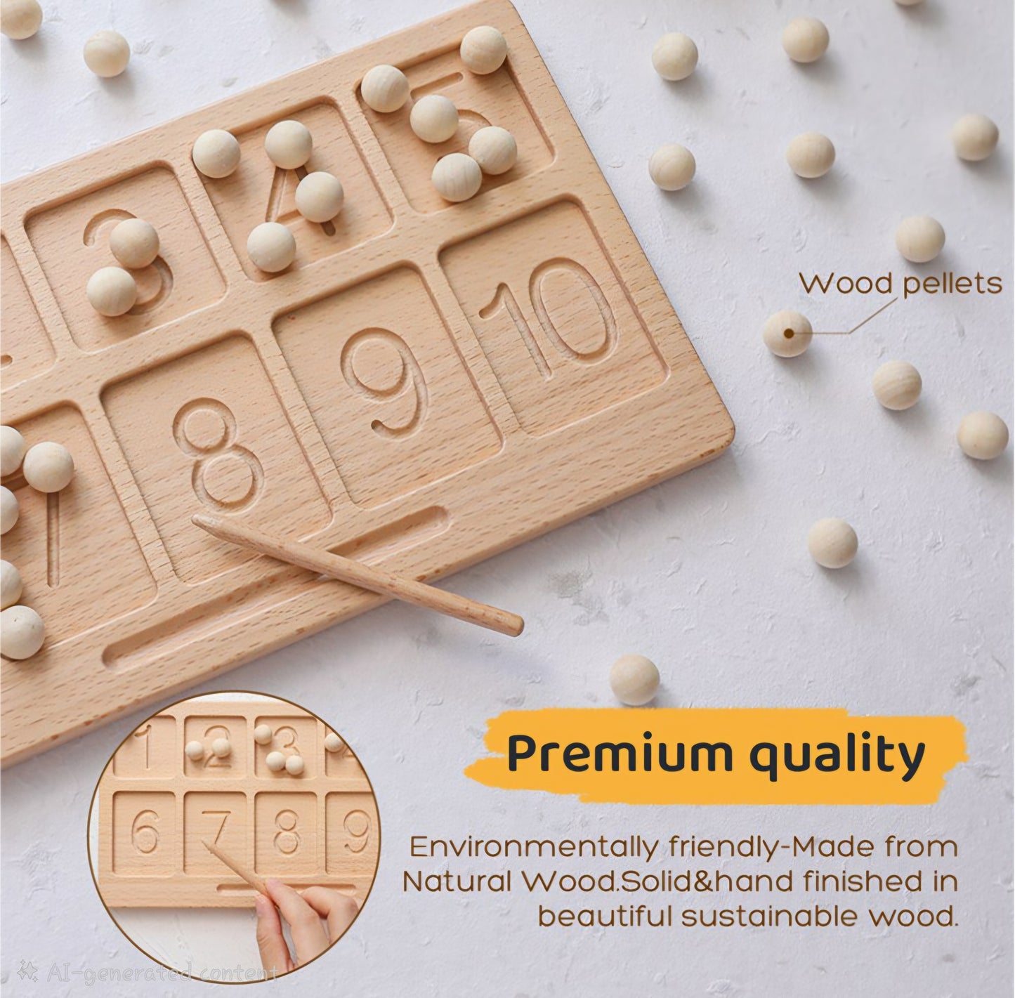 š¢ Wooden Montessori Number Tracing & Counting Board with Beads šæ