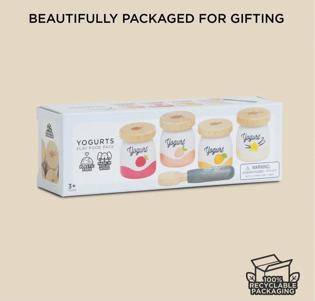 Wooden Yogurt Pots – Pretend Play Set