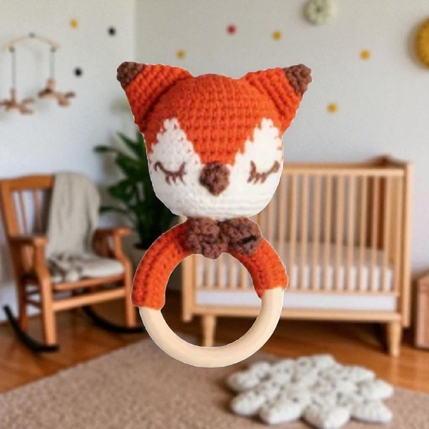 Top Seller! Handmade Wooden Crochet Baby Rattles