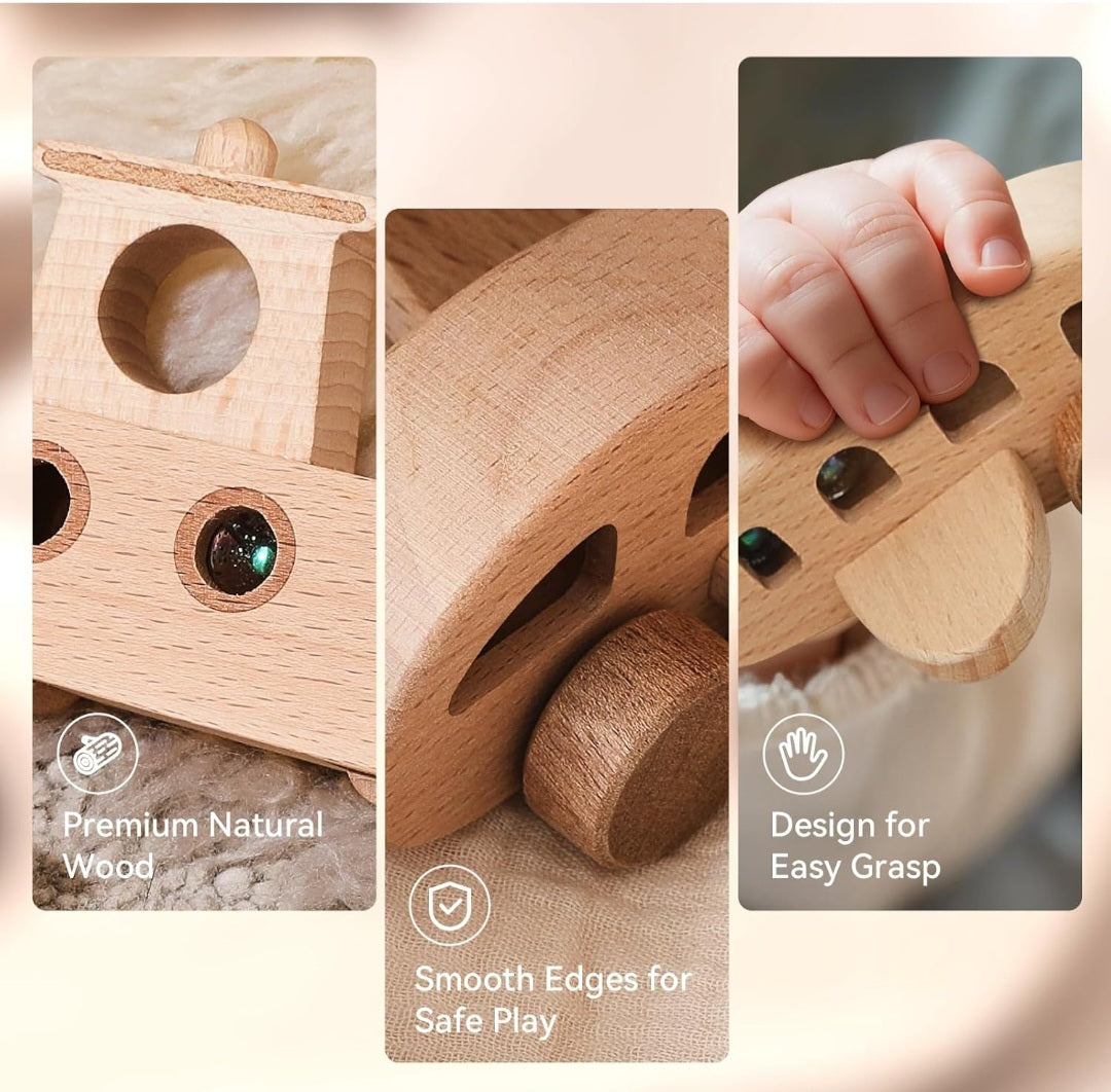 3-Piece Wooden Vehicle Toy Set – Car, Boat & Airplane