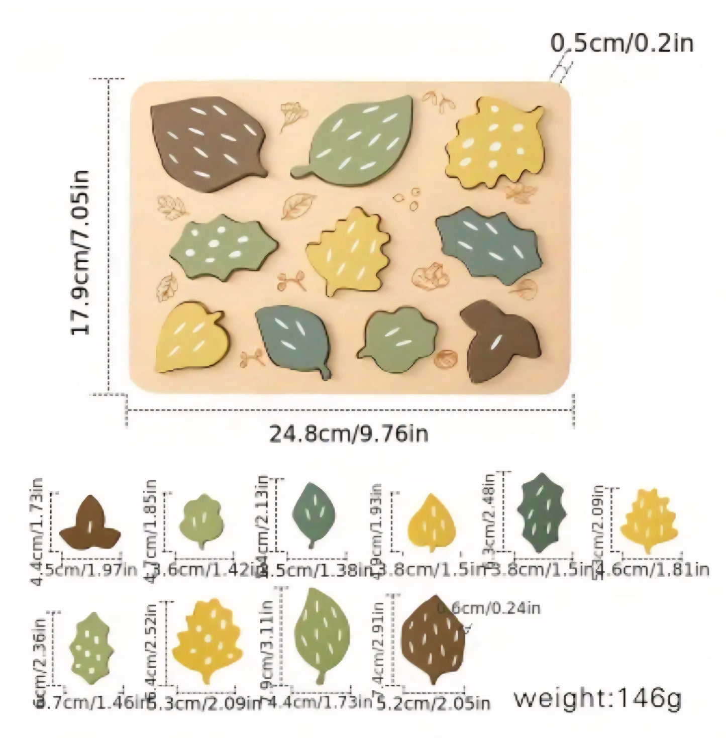 Wooden Leaf Puzzle Board – Montessori Nature Toy
