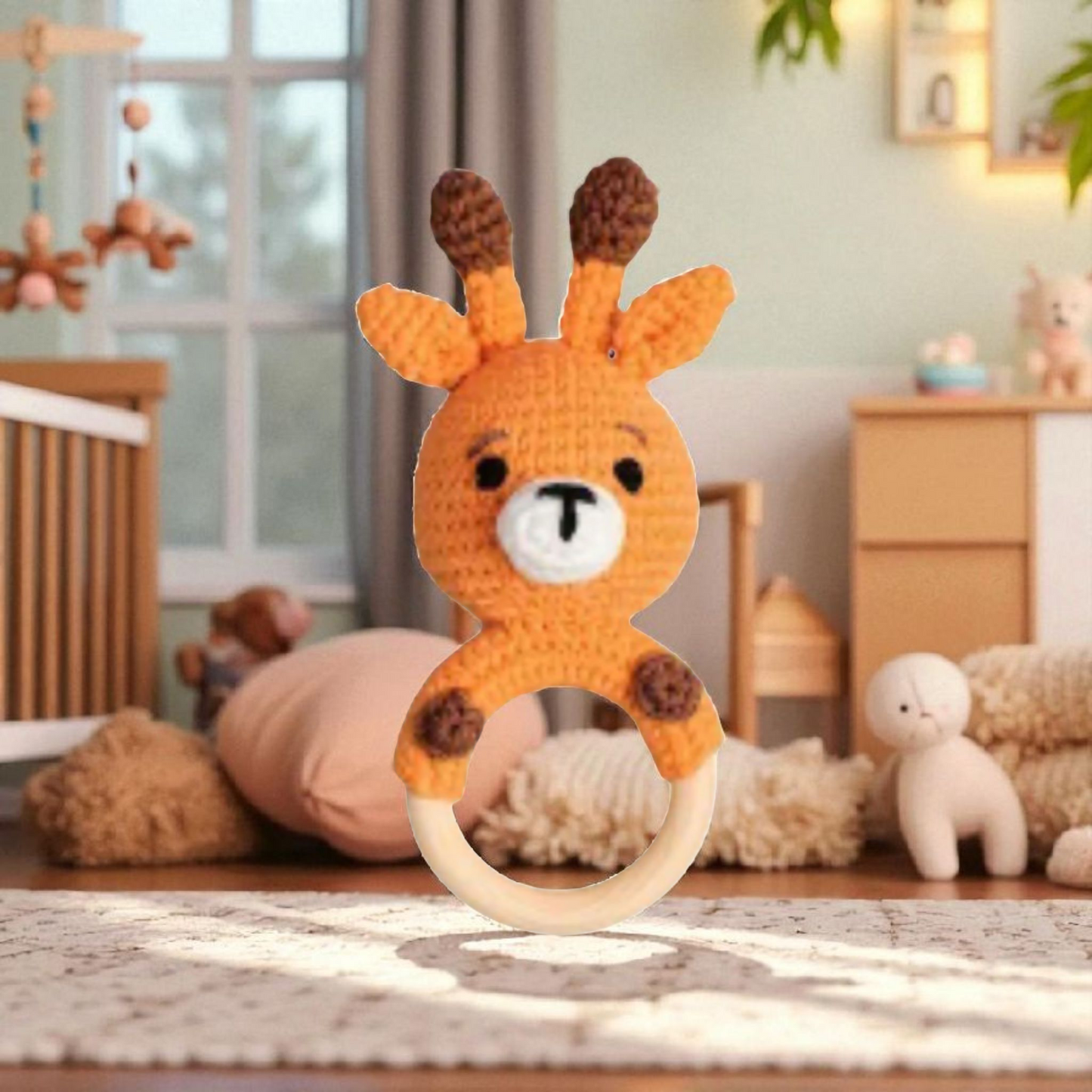 Top Seller! Handmade Wooden Crochet Baby Rattles