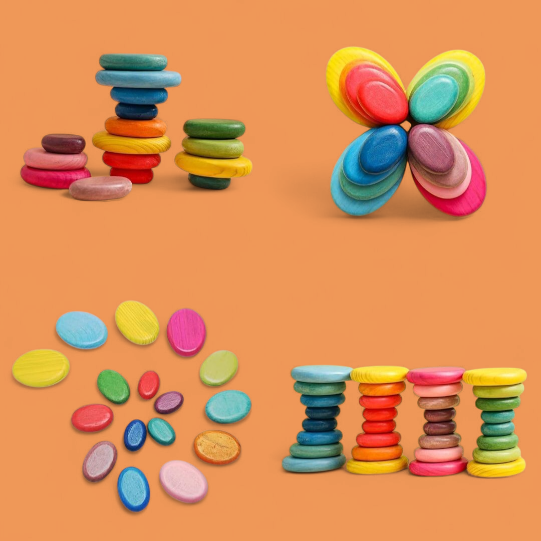 16-Piece Extra-Large Wooden Stacking Rocks