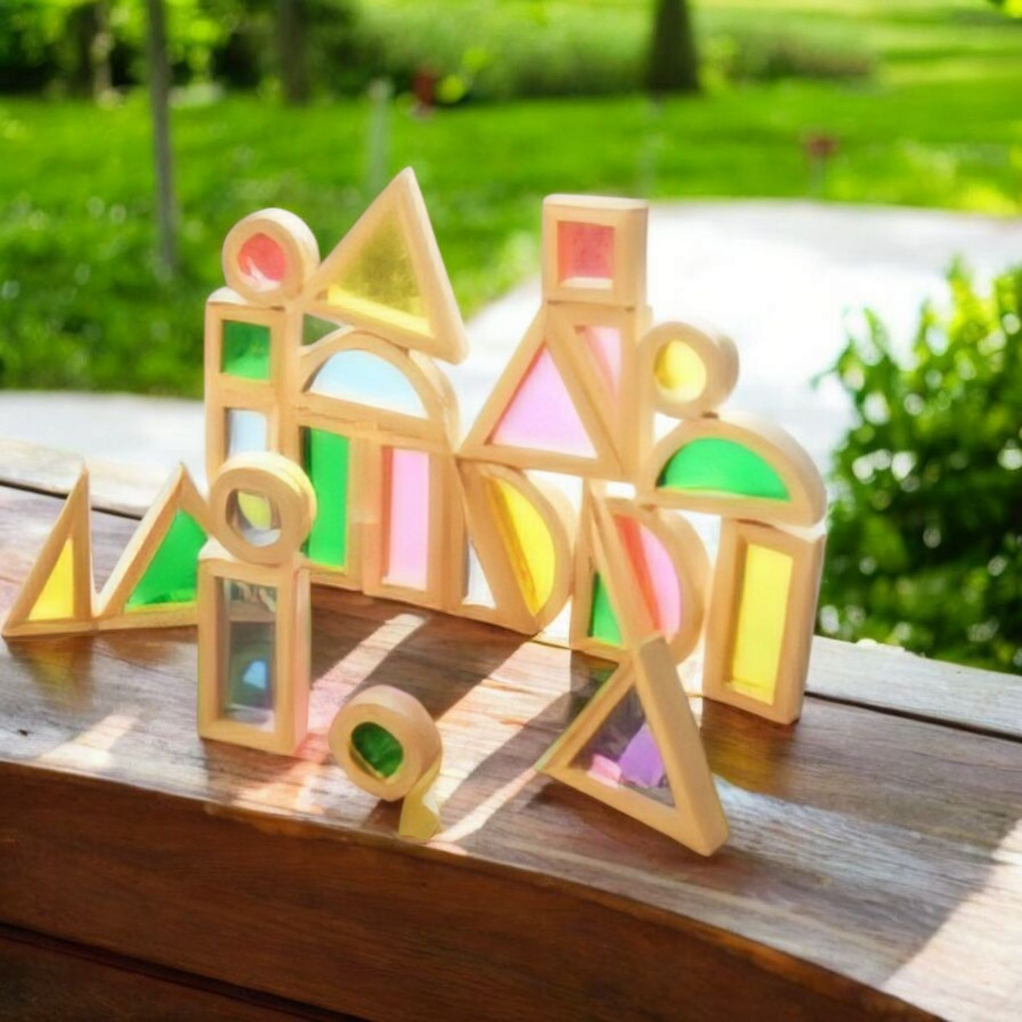 Rainbow Window Wooden Building Blocks – 24 Piece Set