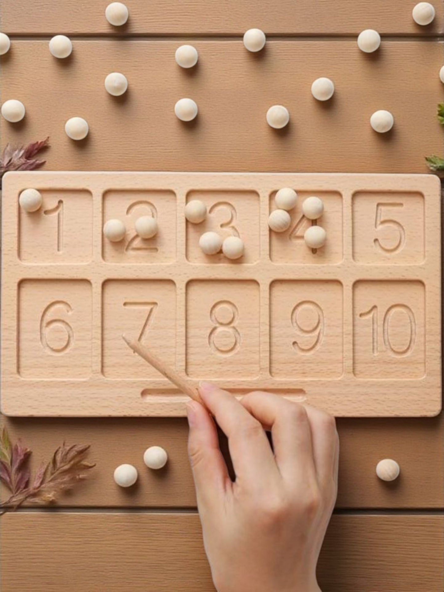 š¢ Wooden Montessori Number Tracing & Counting Board with Beads šæ