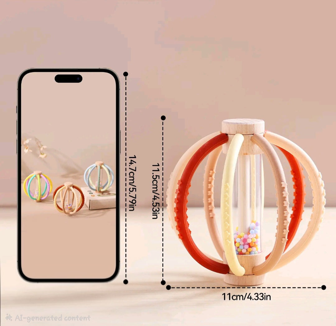 Best Seller! Wooden Rain Drum & Silicone Baby Rattle