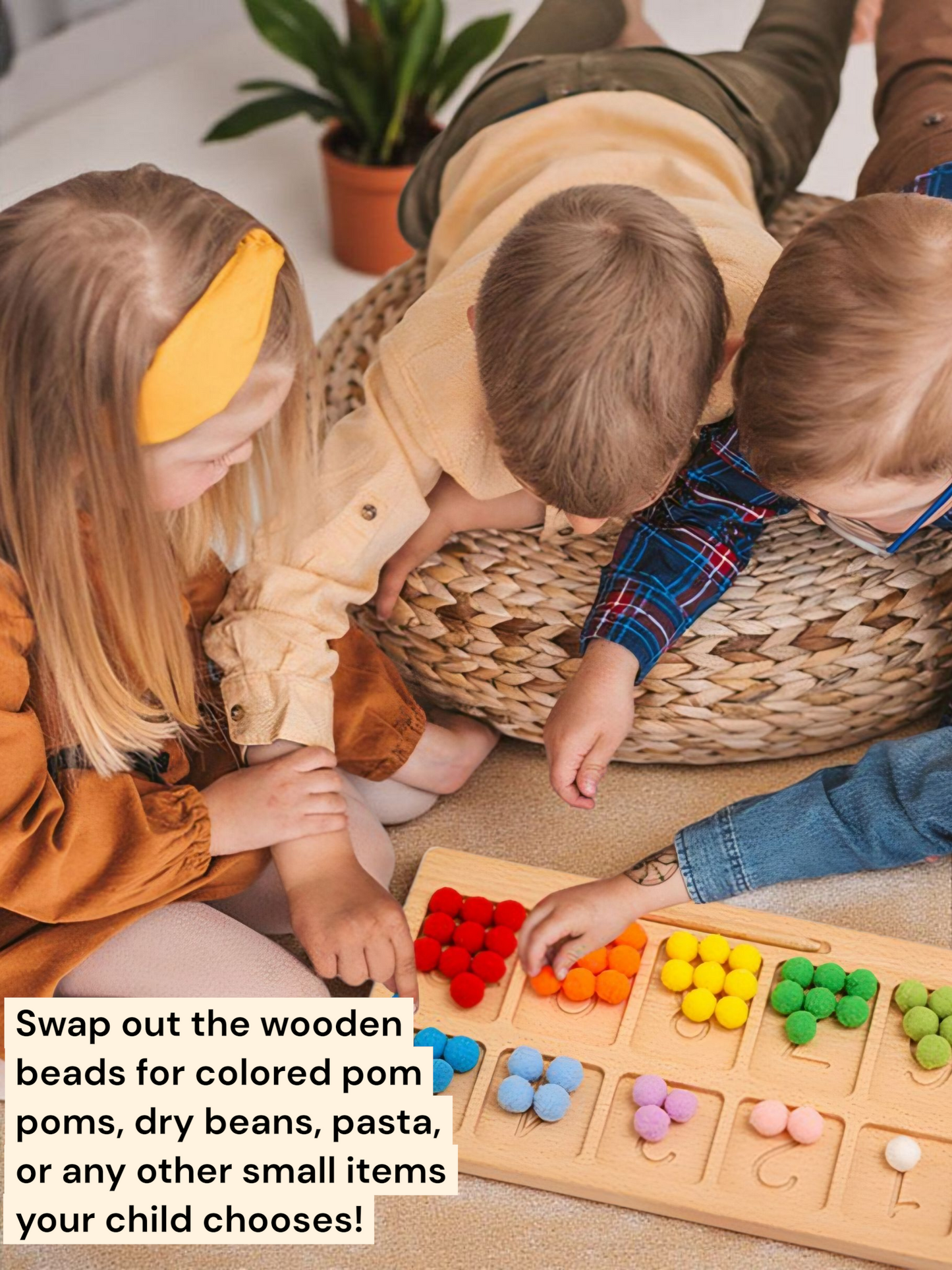 š¢ Wooden Montessori Number Tracing & Counting Board with Beads šæ