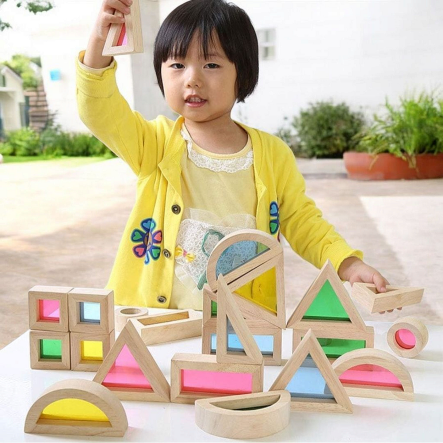 Rainbow Window Wooden Building Blocks – 24 Piece Set