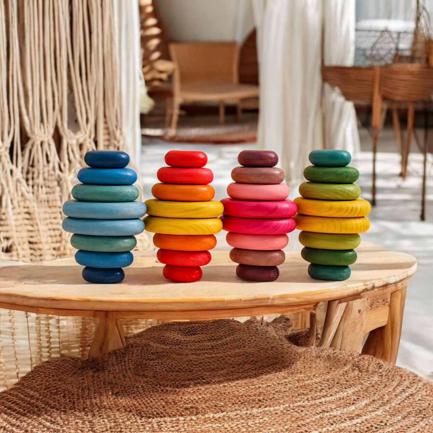 16-Piece Extra-Large Wooden Stacking Rocks
