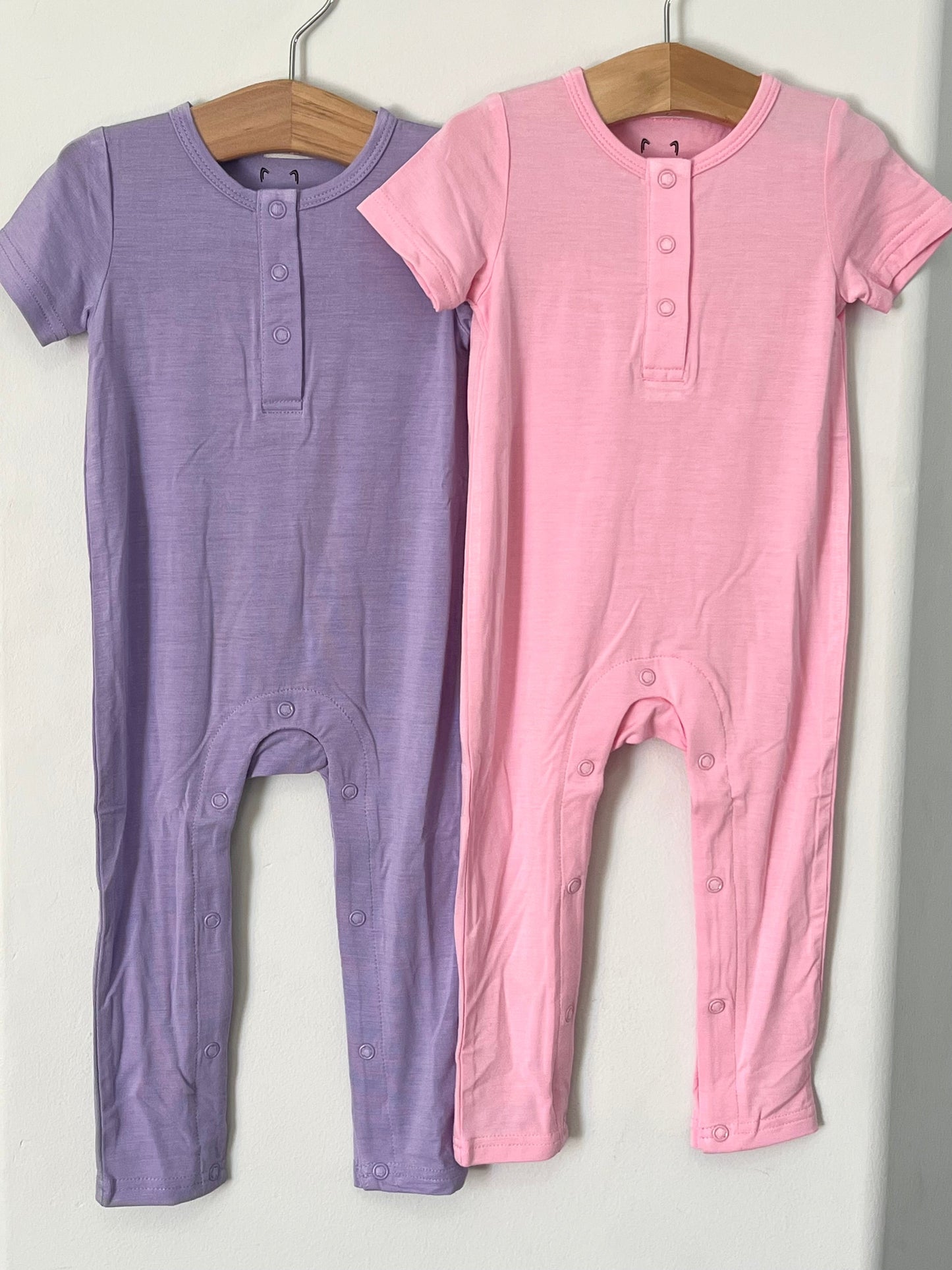 Tea Rose Pink Bamboo One Piece Snap Romper