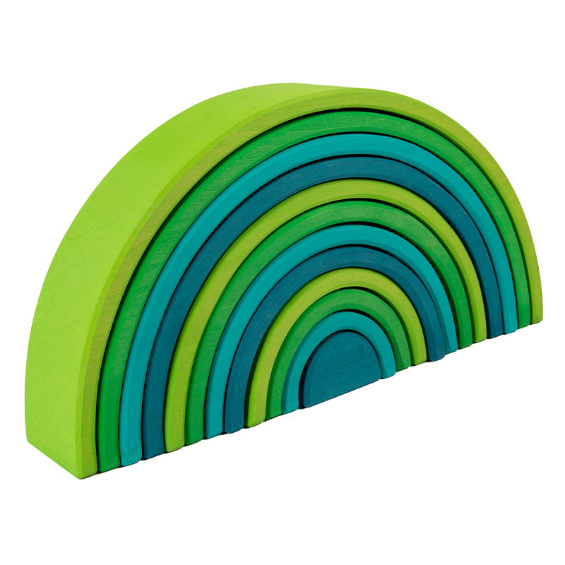 **Pre-order (Ships in 2-3 Weeks)**12 Pcs STAINED Large Basswood Rainbow Stacking Blocks Meadow Green