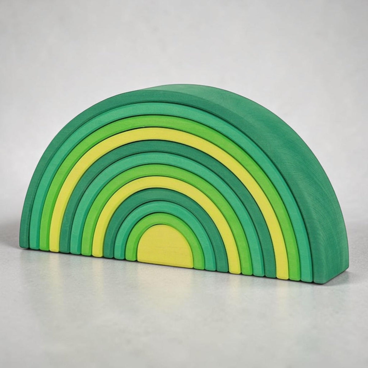 **Pre-order (Ships in 2-3 Weeks)**12 Pcs STAINED Large Basswood Rainbow Stacking Blocks Meadow Green