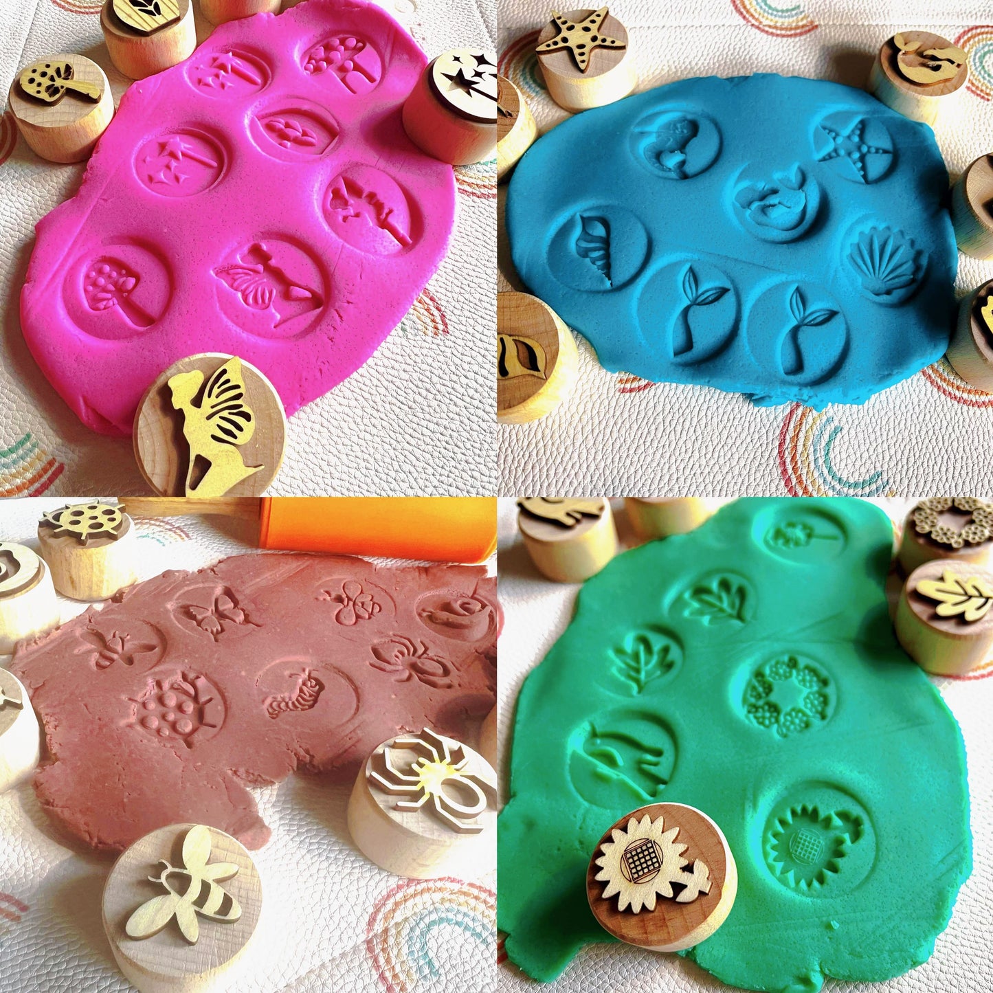 **Pre-order (Ships in 3-4 Weeks)**Wooden Playdough Stampers Set